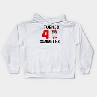 I Turned 4 In Quarantine Funny Cat Facemask Kids Hoodie